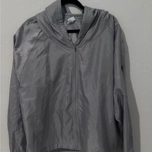 Women’s Gray Hooded Champion Windbreaker Jacket in XXL